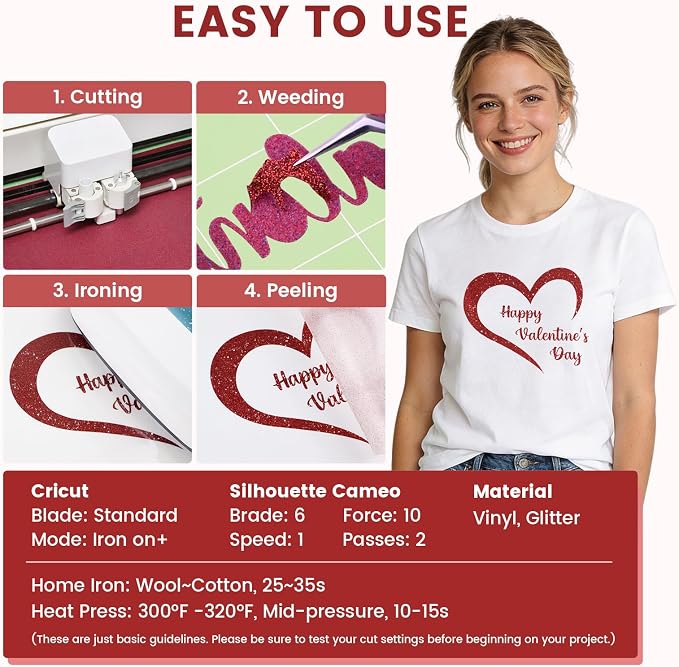Red Glitter HTV Heat Transfer Vinyl - Image 2