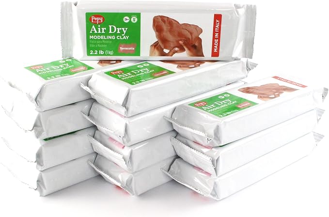 Pepy Premium European Air Dry Modeling Clay Terracotta 2.2 lb Box of 12 Bars by Pepy