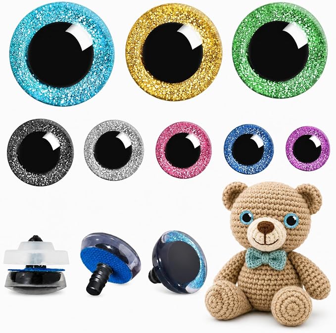 160Pcs Large Safety Eyes Glitter Plastic Craft Crochet Dolls Eyes by KIGEAPUEL
