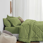 Love's cabin Twin XL Comforter Set Olive Green, 5 Pieces Twin XL Bed in a Bag - Image 2