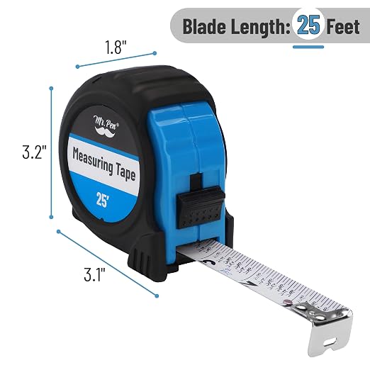 Mr. Pen- Retractable Tape Measure 25 ft, Light Blue, Easy Read | Steel - Image 2