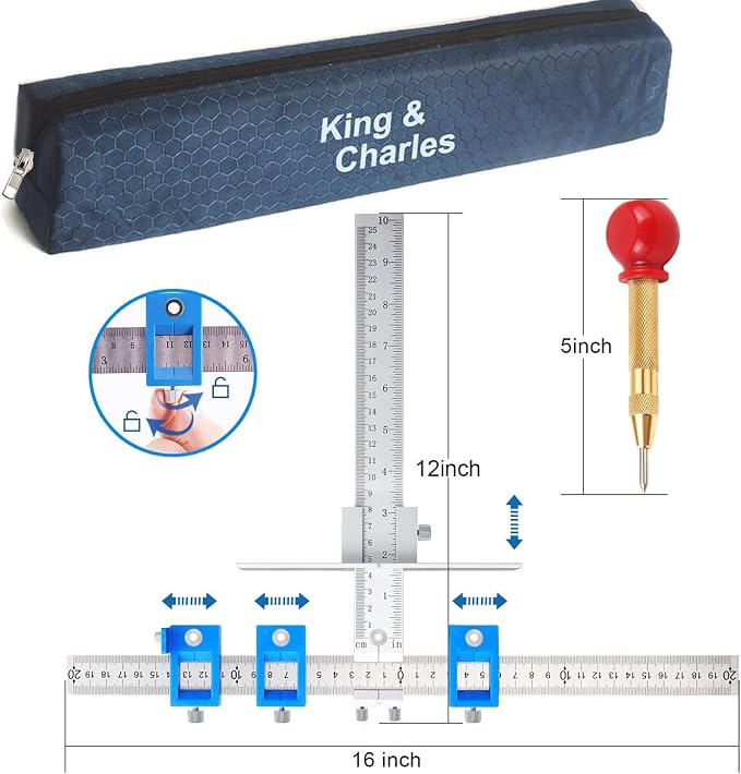 King&Charles Metal Cabinet Hardware Jig & Auto Center Punch Set | Avoid Jitter - Image 2