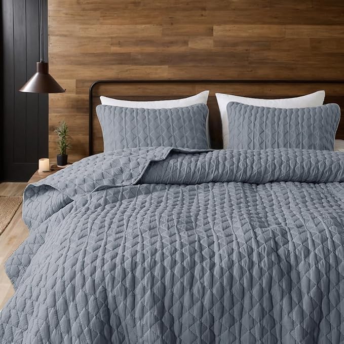 WDCOZY Blue Quilt King Size Bedding Sets - Image 8