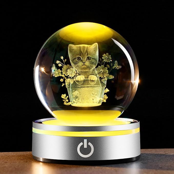 IFOLAINA Cat Themed Gifts for Women 3D Crystal Ball for Her Mom Girls | Cat by IFOLAINA