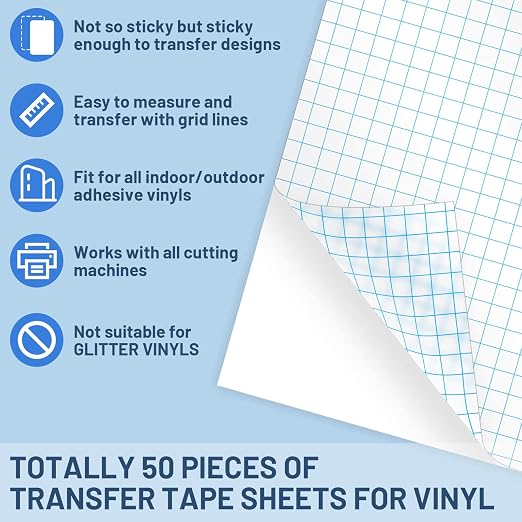 selizo Transfer Paper, 50 Pack Contact Paper Clear Transfer Tape Bulk - Image 3