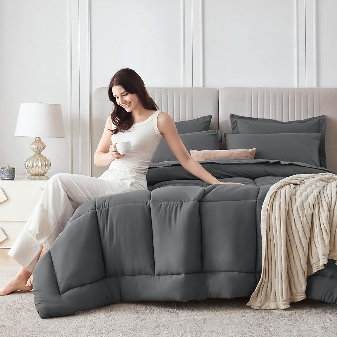 Sasttie King Size Comforter Set, 7 Pieces Bed in a Bag King, Complete Bedding - Image 9