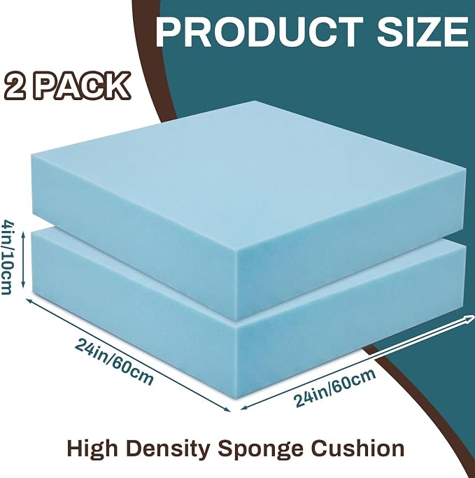 Frienda 2 Pack 4" x 24" x 24" Upholstery High Density Foam Cushion Replacement - Image 2