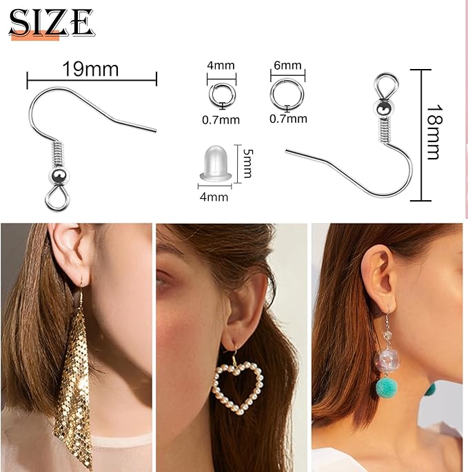TOAOB 150pcs 5 Colors Earring Hooks Kit Hypoallergenic Ear Wires and 1000pcs - Image 2