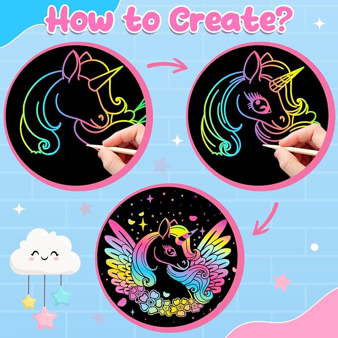 ZMLM Scratch Paper Art-Crafts Gift: 2 Pack Rainbow Notebooks Supplies Toys - Image 3