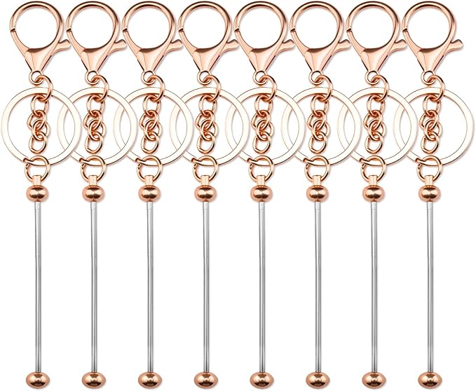 beadable keychains Bulk 8pcs Blank Keychain Making Kit Keychains Accessories by Unknown