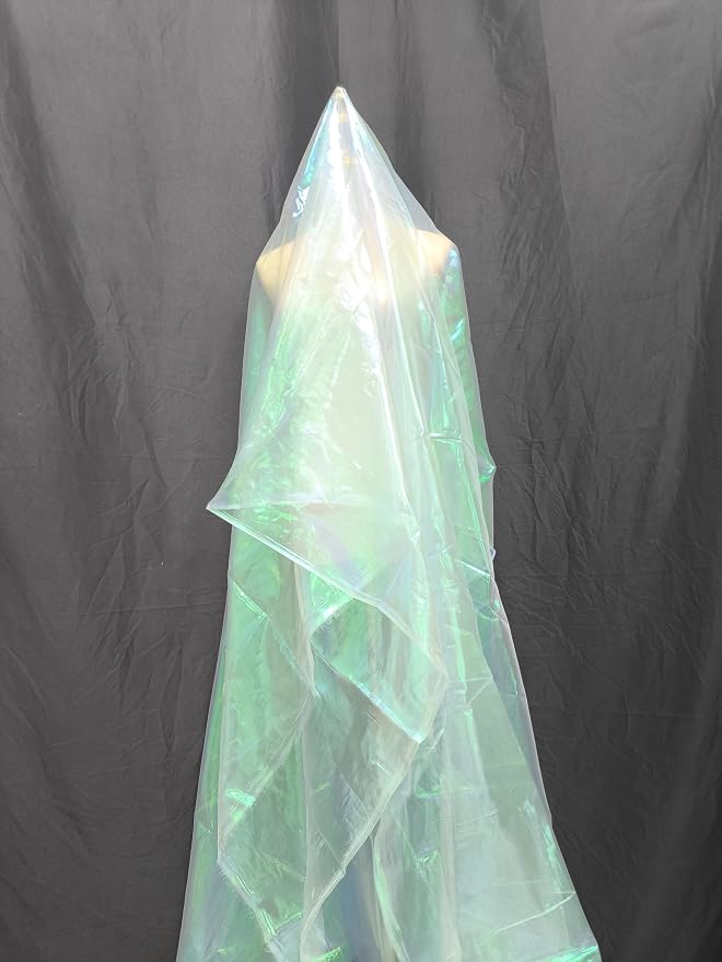 Aqua Blue Iridescent Organza Fabric by Unknown