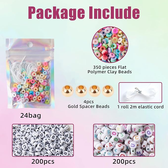 WJXCYGG 24 Set Clay Beads Friendship Bracelet Making Kit Party Favor DIY - Image 2