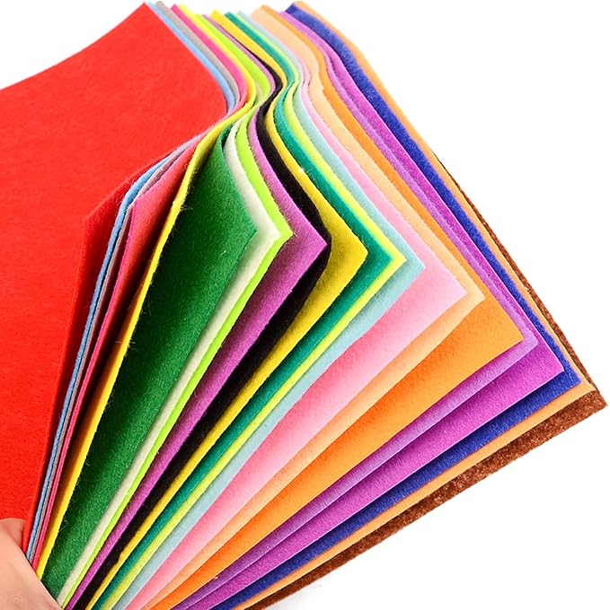 Felt Fabric Sheet 4"x4" DIY Hand Sewn Patches on Fabrics, Various Colored - Image 2
