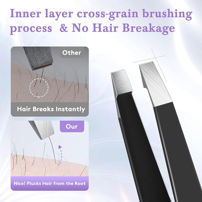 BEDACE Tweezers for Women and Men Facial Hair, Thickened 430 Stainless Steel - Image 2
