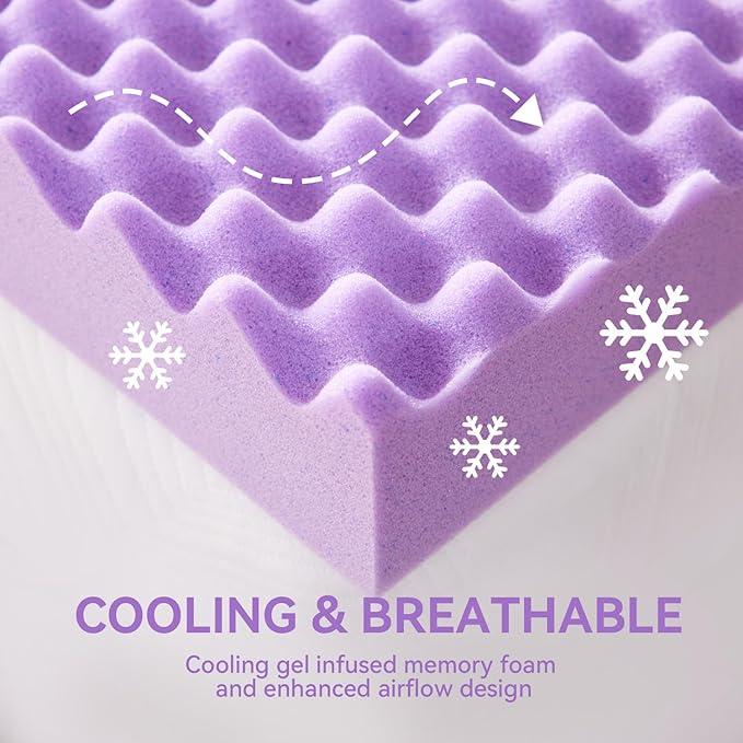 SINWEEK 3 Inch Egg Crate Memory Foam Mattress Topper King Size, Soft Mattress - Image 3