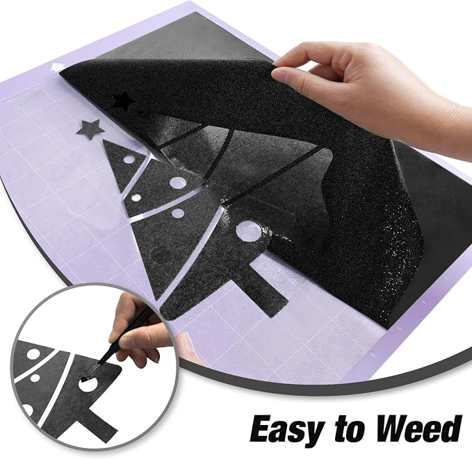 VinylRus Black Glitter HTV Heat Transfer Vinyl Roll-12 x 10ft Black Glitter HTV - Image 6