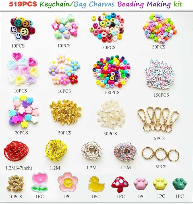 BOAJUNWU 519PCS Beaded Keychain Making Kit - Image 7