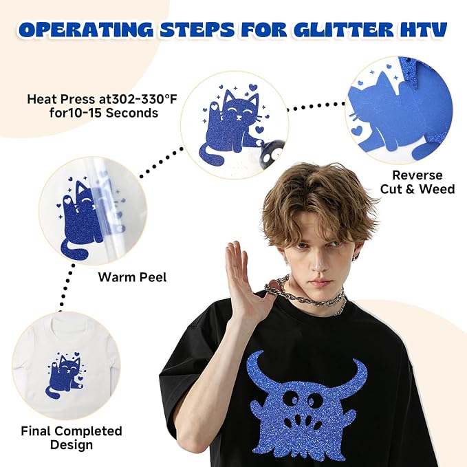 Glitter Royal Blue HTV - Image 3
