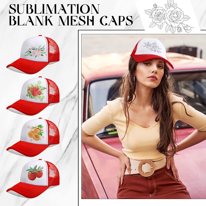 Vabean 24 Pack Sublimation Blank Cap Trucker Mesh Cap Unisex Plain Blank - Image 6
