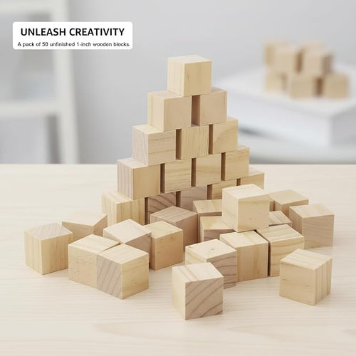 1 Inch Wood Blocks for Crafts, Unfinished Wood Cubes, Natural Blank Square - Image 2