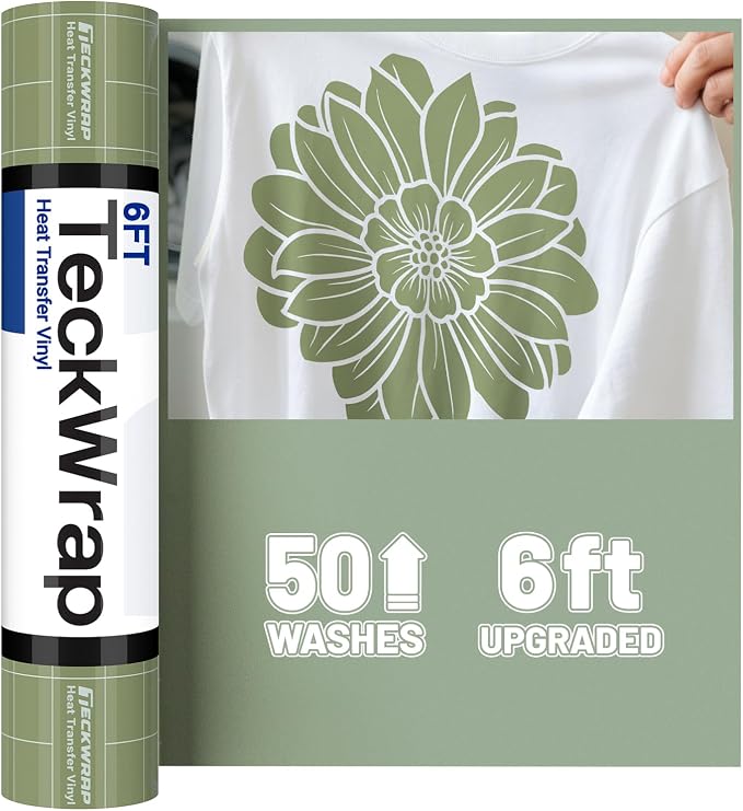 TECKWRAP Heat Transfer Vinyl for T-Shirts, 50+ Washes, REACH Certified & Dryer by TECKWRAP