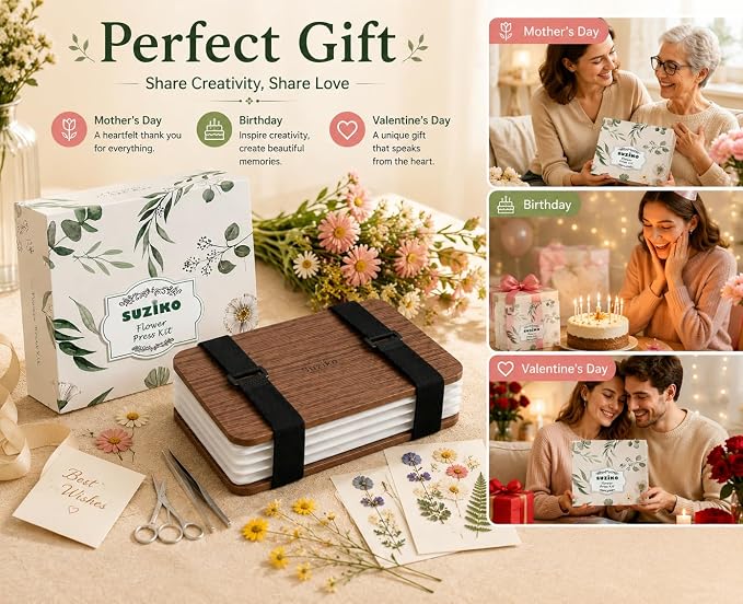 Suziko Professional Flower Press Kit 6 Layers 6.3 x 8.3 inch, Flower Pressing - Image 8
