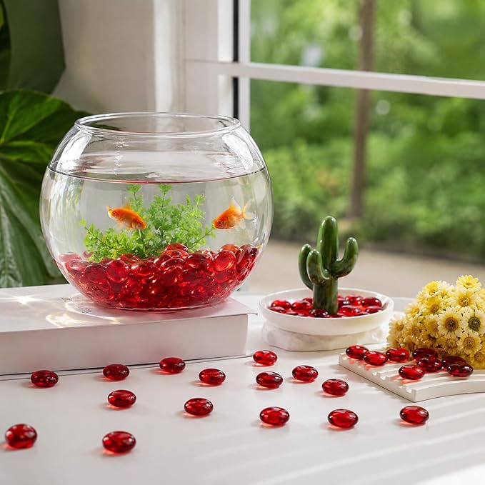 ARSUK 2LB Red Glass Pebbles for Vase Fillers, Aquarium Gravel, Decorative - Image 7