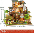 DIY Miniature House Kit with LED Lights, Bamboo Spring Courtyard Wooden Mini - Image 6