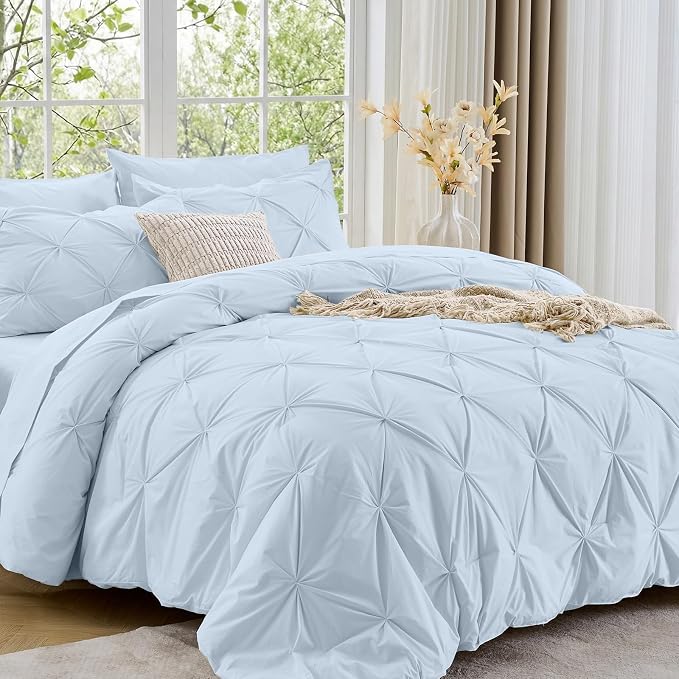 Sasttie King Size Comforter Set, 7-Piece Bed in a Bag, Pintuck Bedding Sets by SASTTIE