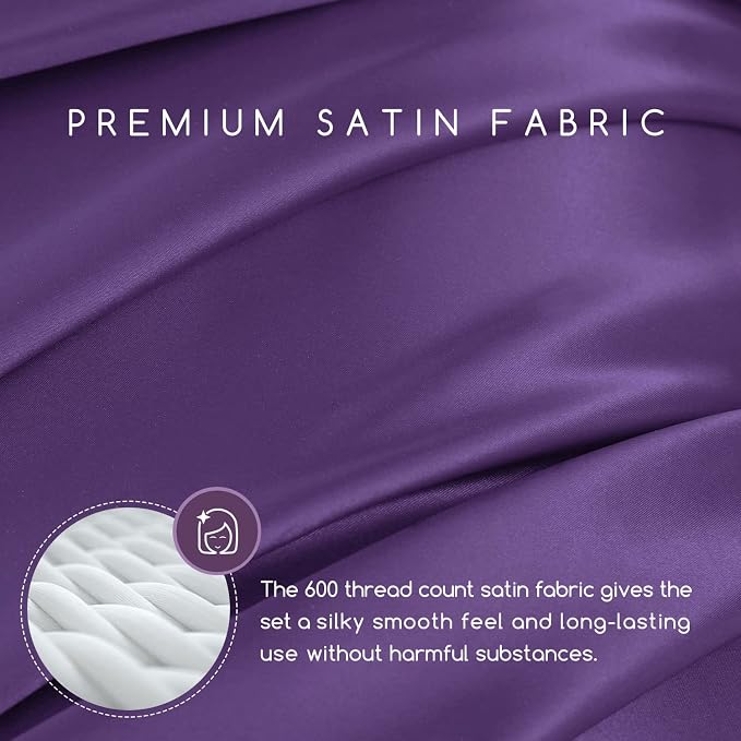 MR&HM Satin Bed Sheets, King Size Sheets Set - Image 3