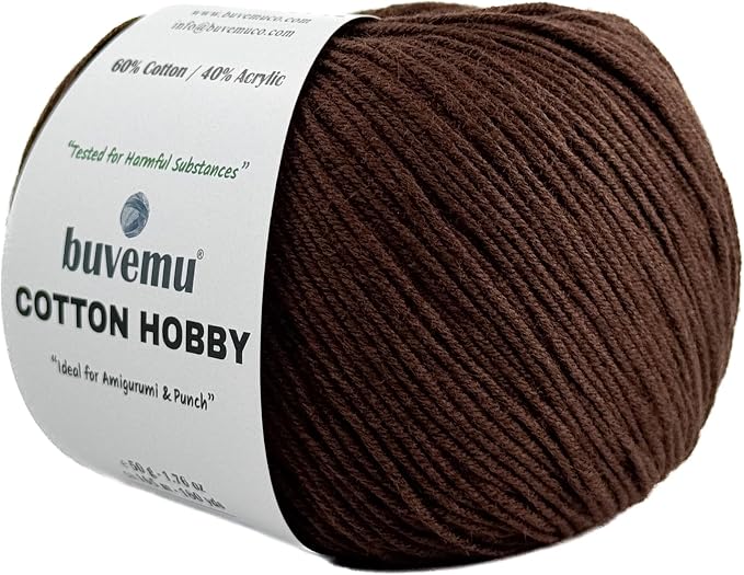 Cotton Hobby Yarn for Amigurumi Crochet & Knitting | 1.76 oz / 180 yds by buvemu