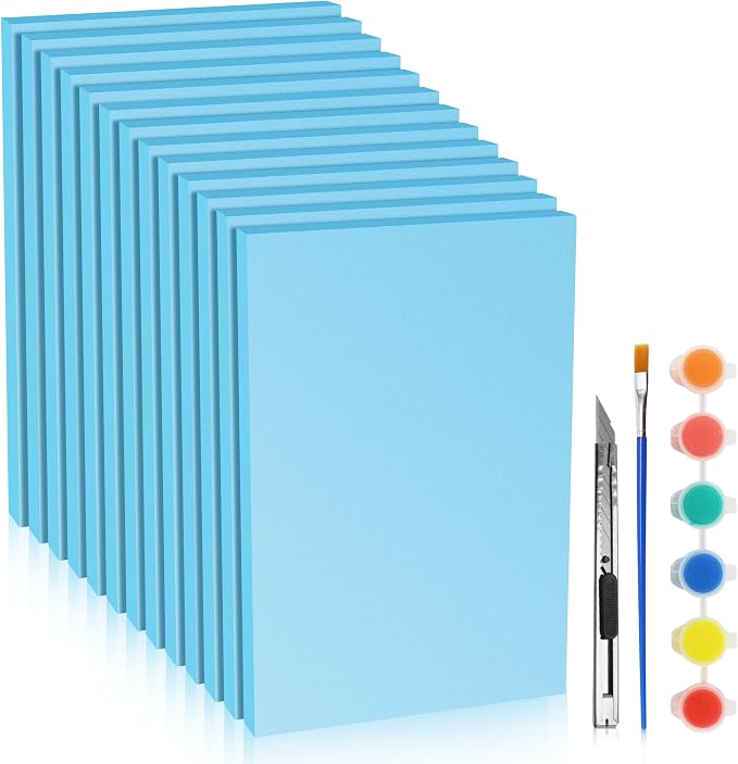 Blue 13 Pack 12x7.5x0.5 inch Foam Sheets 0.5 Inch Thick | Polystyrene by LuckyFoam
