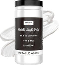 Nicpro Metallic Pearl White Acrylic Paint, 33.8oz/1000m Large Craft Paint | Non by Nicpro
