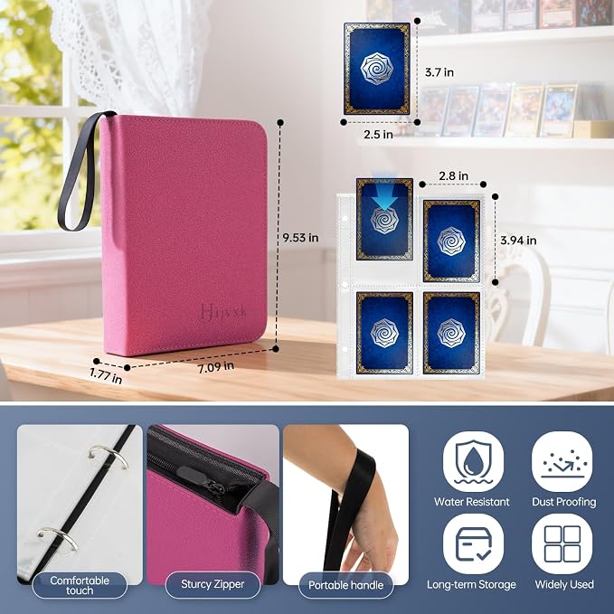 4 Pocket Card Binder for 400 Cards, Premium PU Zipper Card Collection Album - Image 2
