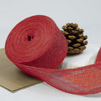 Red Burlap Ribbon 1-1/2 inch X 10 Yard Red Linen Wired Ribbon | Natural Linen - Image 3