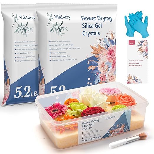 10.4 LBS Silica Gel Flower Drying Crystals, Reusable Color Indicating Flower by Viktairy