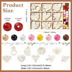 54 pcs Mixed Styles Wedding Theme Unfinished Wooden Cutout Charms Ring Heart - Image 2
