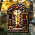 Antique Library Bookshelf Acrylic Suncatcher Stained Glass Effect Window Car by AVAGAN
