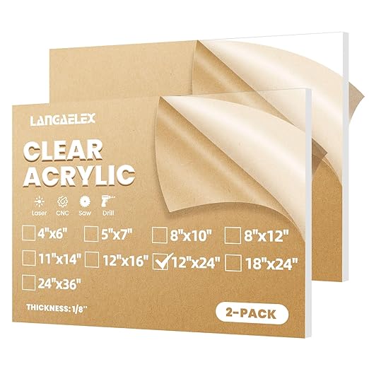 2 Pack 12x24 1/8" Clear Plexiglass Sheets by Langaelex