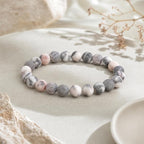 60pcs Natural Matte Pink Zebra Gemstone Beads，6mm Frosted Round Loose Stone - Image 4