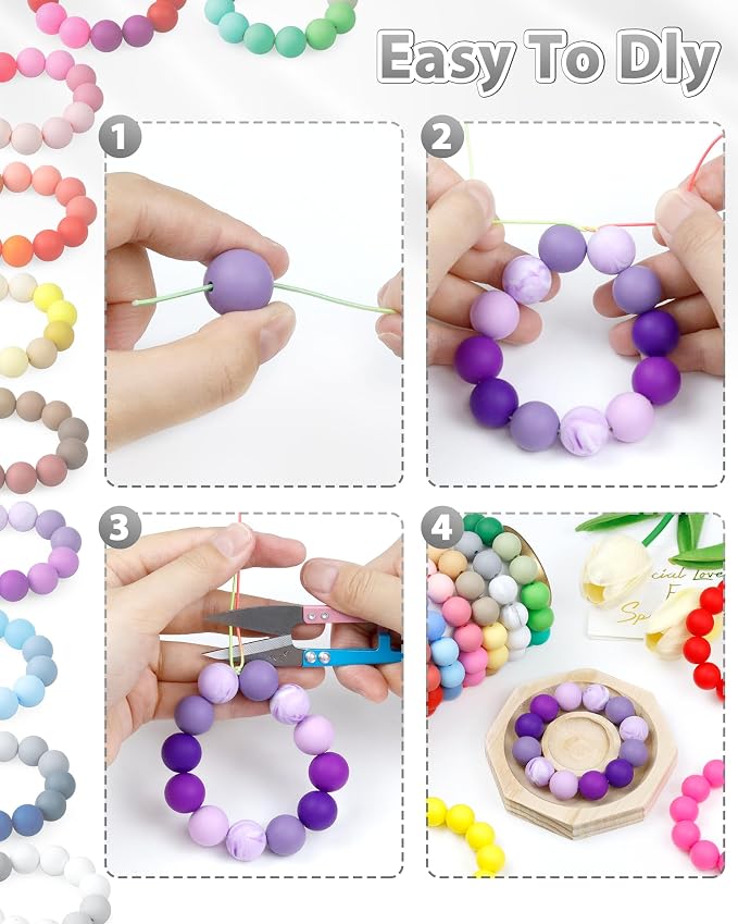 FIVEIZERO 160PCS 15mm Round Silicone Beads, Wear-resistant, Easy-clean - Image 4