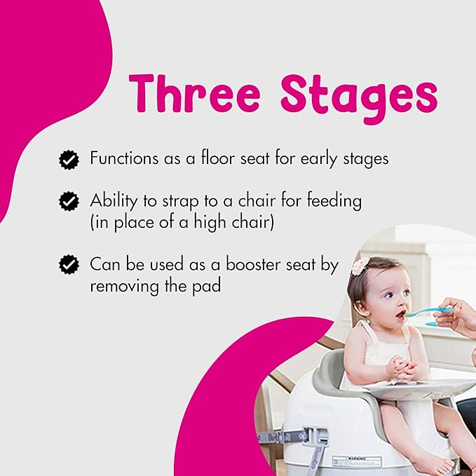 Bumbo 3-in-1 Multi-Seat for 6 to 36 Months, Travel Baby Feeding & Play Floor Seat, All-in-One Portable Booster with Tray & Toddler High Chair, Taupe
