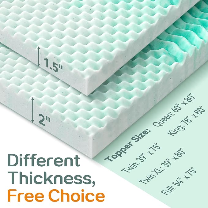 SINWEEK Mattress Topper Memory Foam Mattress Topper 1.5 Inch Queen Soft - Image 8