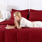 CozyLux Queen Comforter Set Dark Red, 7 Pieces Bed in a Bag, All Season Bedding - Image 8