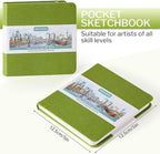 Prudiut 5" x 5" Hardcover Pocket Sketchbook, 80 Sheets, Emerald Green | 160gsm - Image 2