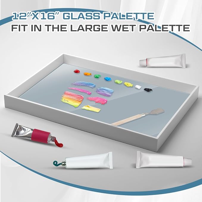 Nuanchu 2 Pcs 12 x 16 Inches Neutral Grey Tempered Glass Palette - Image 2