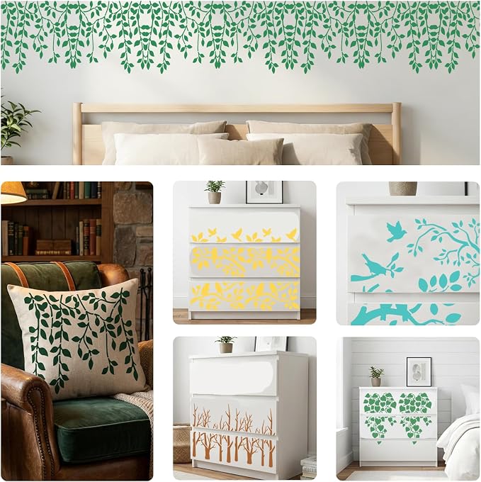6pcs Tree Leaves Stencil for Painting Birds Branches Painting Crafts Template - Image 7