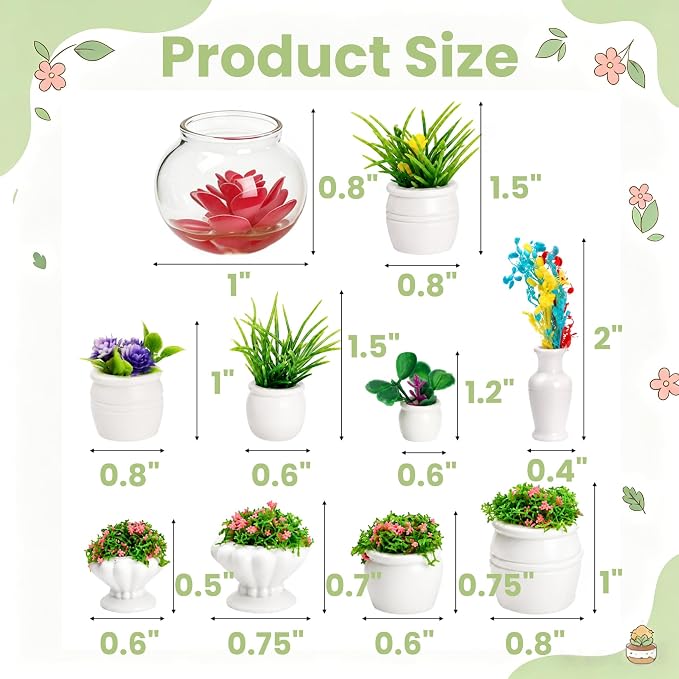 Tlence 29 Pcs Miniature Dollhouse Plants, Mini Artificial Potted Flowers - Image 2