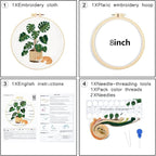 Monstera Embroidery Kits for Beginners Adults, Cat Hand Embroidery Kits - Image 3