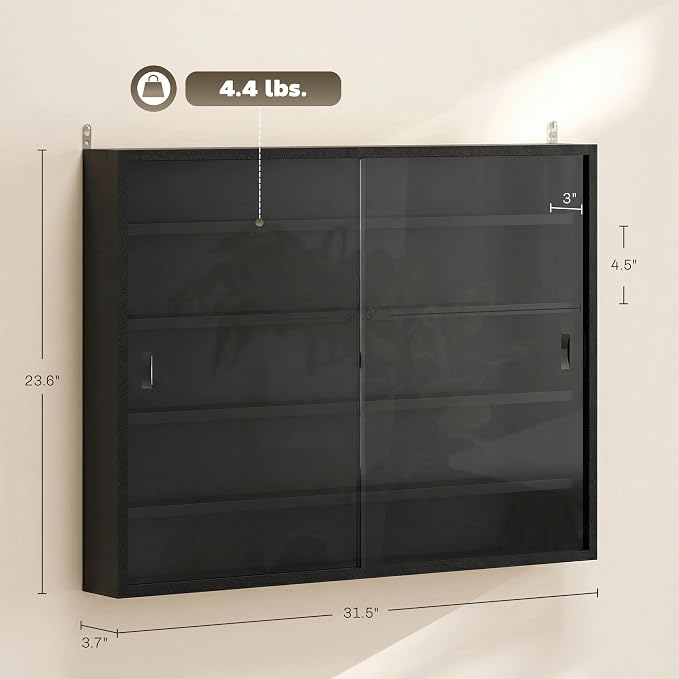 HOMCOM 5-Tier Display Cabinet, Glass Door Cabinet - Image 3